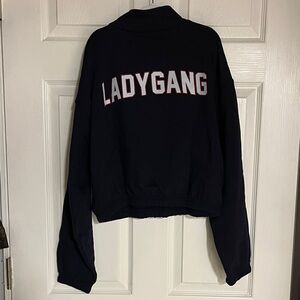 Women's cropped Ladygang quarter zip - Navy Blue